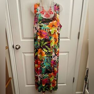 TRAVEL ELEMENTS TROPICAL FLORAL MAXI DRESS MISSES SIZE XL